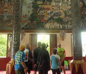 Admiring the paintings in temple