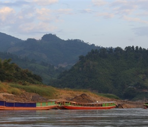 River boats on the Mekong in evening light
