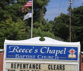 Church sign at Core Creek