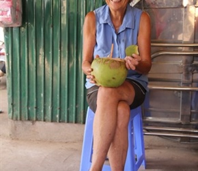 Valerie with coconut