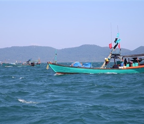 Fishing boats Deer Island in Cambodia