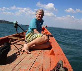 Neil returning from Deer Island in Cambodia