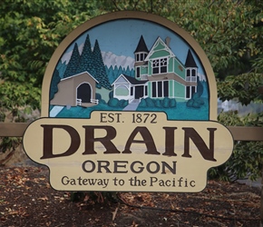 Drain is named after town founder and politician Charles J. Drain, who donated 60 acres (24 ha) of nearby land to the Oregon and California Railroad in 1871