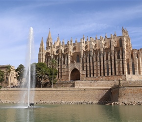 Palma Cathedral. Designed in the Catalan Gothic style but with Northern European influences, it was begun by King James I of Aragon in 1229 but only finished in 1601.