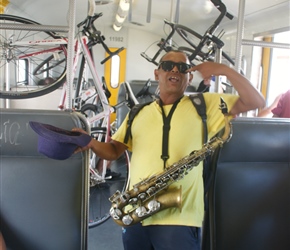 Busker on the train