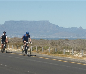 Roger, Bruce, Denis and Cherry near Blouberg with Table Mountain behind