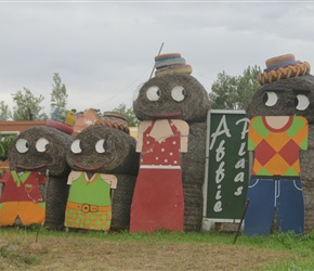 Straw Bale figures welcome us into Robertson