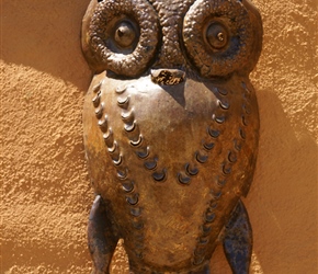 Tin owl at the Karoo Saloon
