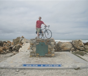 Neil at Cape Agulhas where the Pacific Ocean meets the Atlantic Ocean