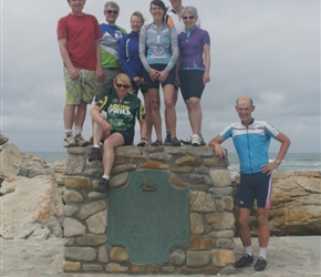 Neil, Steve, Shery, Beth, Lynne, Tim, Chery and Rob at Cape Aguilas where the Atlantic meets the Pacific