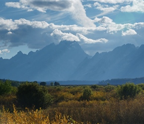 Late evening, looking back at the Tetons