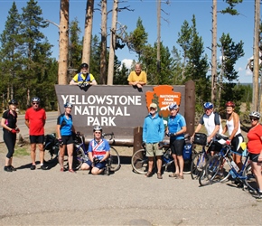 Yellowstone sign and group