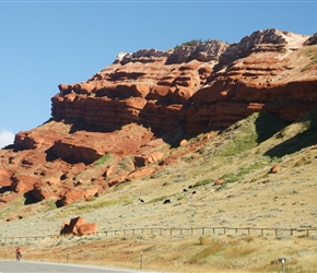 Everything is big in the USA, here Ian passes red sandstone