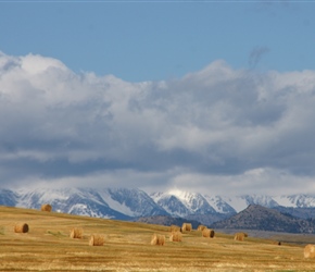 Ross Peak Range and round bales