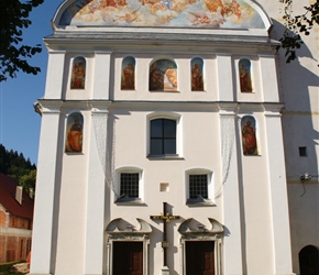 Murals on the church at Cerkno