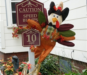 Americans love to mark seasons/festivals with all sorts od street stuff, in this case the fall in Salem