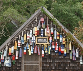 Catching over 50 million kilos of crustaceans a year takes a lot of buoys as shown at this shop in Cape Ann