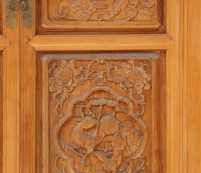 Beautifuly carved wooden door at Xiangyun