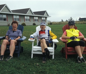 Linda, Colin and Pauline relax at L'Auberge Acadienne