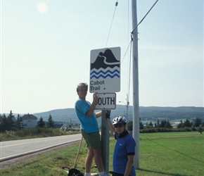 Cabot Trail Sign featuring Neil and Paul