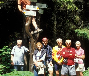 Robin, Neil, Margaret, Mike, Daffyd, John and Lyn on a walking route