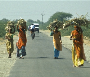 Ladies carrying bundles of sticks. I guess we have little idea just how life can be
