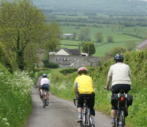 Adrian and Christopher descend towards Glastonbury Tor from Wells