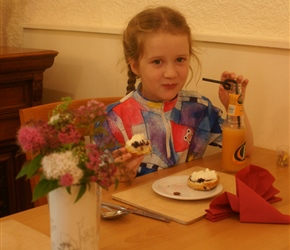 Louise enjoys a cream tea at the Stiperstones Inn