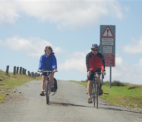 Adele and Dave crossing the Long Mynd