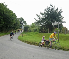 Clare and Morven round the bend at Eyton