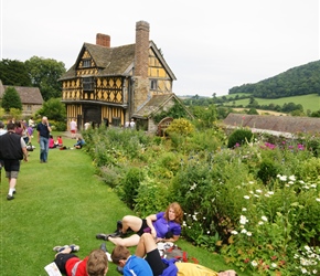 The Turnpenny family relax at Stokesay Castle