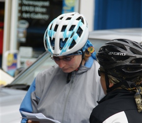 Haley checks the map and instructions at Kirkcudbright