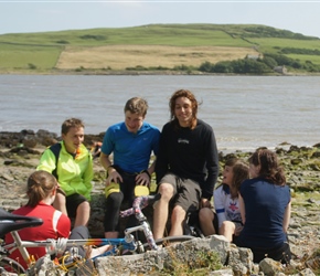 Sarha, Ieuan, Jonathan, Dan, Flora and Steph at Brighouse Bay