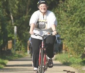 Eira out on her bike on the Ciney Railway Path