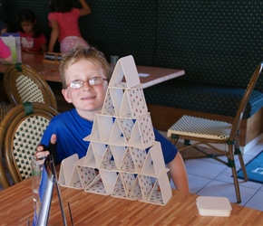 Card stacking was quite a thing amongst the children. James excels himself at Purnode