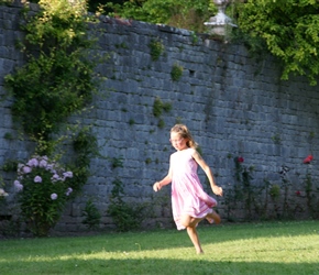 Kate in the large garden at Chateau de Halloy
