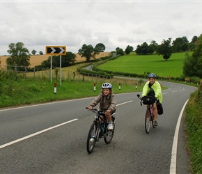 Louise and Sarah on the road to Ludlow