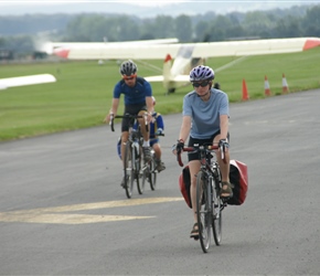 Helen cycles through Shobdon Airfield