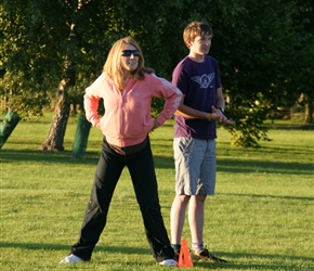 Nicola and Sam at second base at the annual rounders game