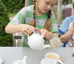 Louise pours our tea at Hampton Court Castle