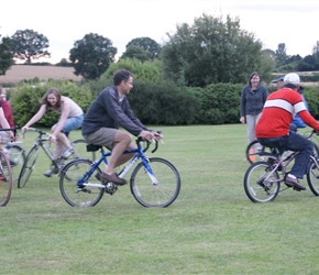 So the adults joined in the death race but chose the children bikes