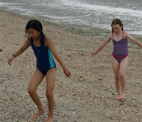 Kate and Louise at St Vaast beach