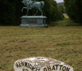 Statue and Milepost at Chillingham