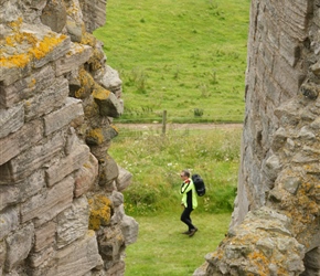 Roddy through the walls of Dunstanburgh Castle