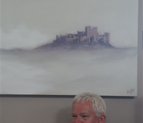 Malcolm in the tearoom at Bamburgh Castle
