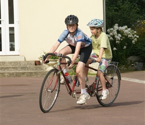 James tries out the front of the tandem