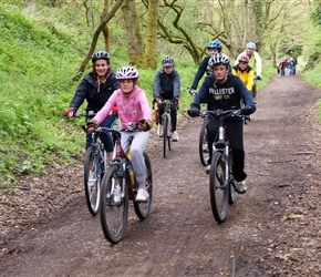 Kate, Alice and Christian along on cycle route 45 through Stroud