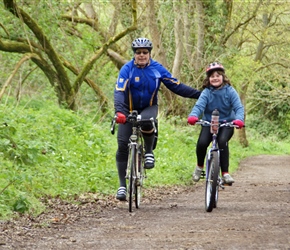 Steve helps Emma along on cycle route 45 through Stroud