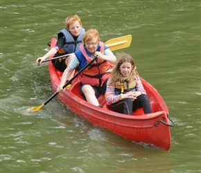 Oliver, Penny and Gabriella try out the Kayaks at Chevetogne