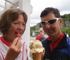 Robin and Karen at the ice cream shop